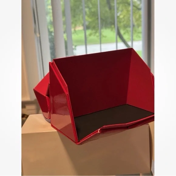 Yves Saint Laurent Red Chevron Leather Clutch - Picture 2 of 3